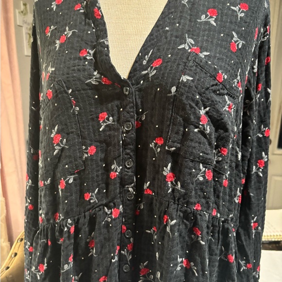 Torrid Black Floral Button Down Shirt - Picture 8 of 14